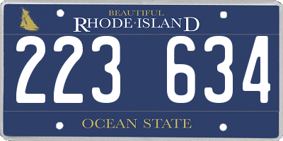 RI license plate 223634