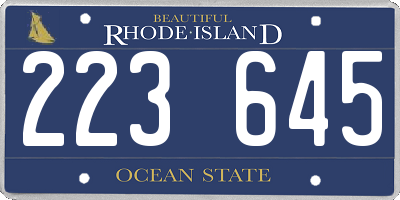 RI license plate 223645