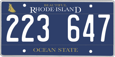RI license plate 223647