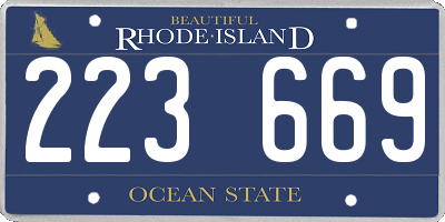 RI license plate 223669
