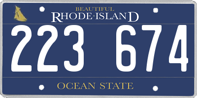 RI license plate 223674