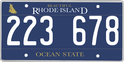 RI license plate 223678
