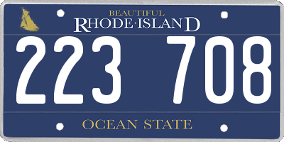 RI license plate 223708