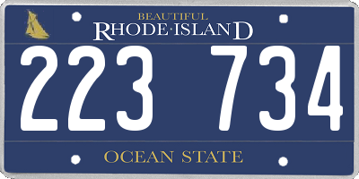 RI license plate 223734