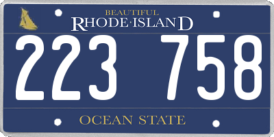 RI license plate 223758