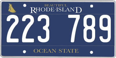 RI license plate 223789