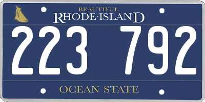 RI license plate 223792