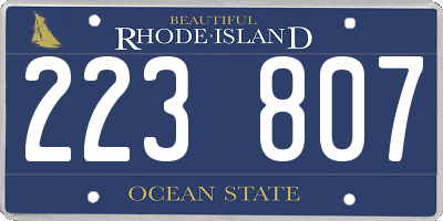 RI license plate 223807