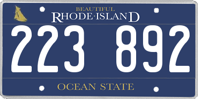 RI license plate 223892