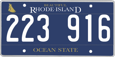 RI license plate 223916
