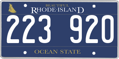 RI license plate 223920