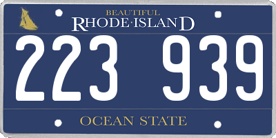 RI license plate 223939