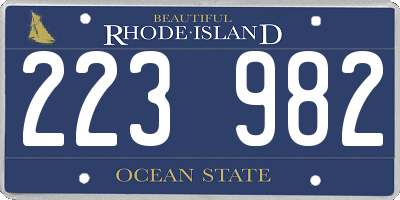 RI license plate 223982