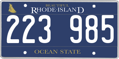 RI license plate 223985