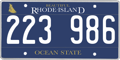 RI license plate 223986