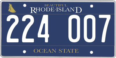 RI license plate 224007