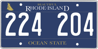 RI license plate 224204