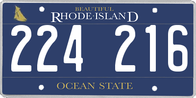 RI license plate 224216