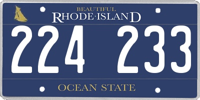 RI license plate 224233