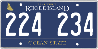 RI license plate 224234