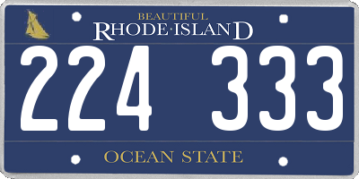 RI license plate 224333