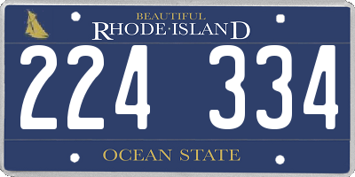 RI license plate 224334
