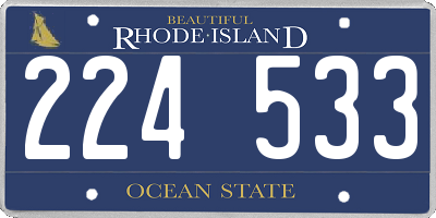 RI license plate 224533