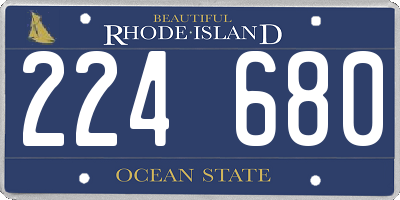 RI license plate 224680