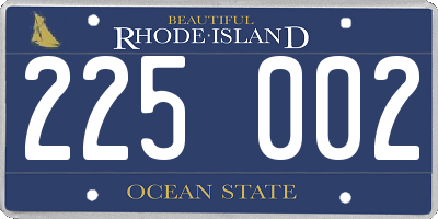 RI license plate 225002