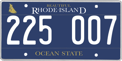 RI license plate 225007