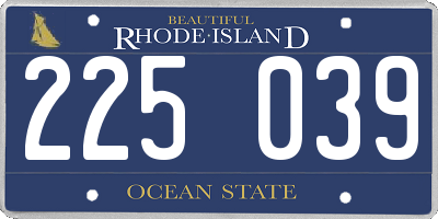 RI license plate 225039