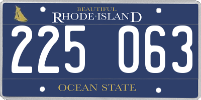 RI license plate 225063
