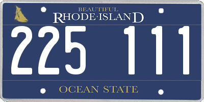 RI license plate 225111
