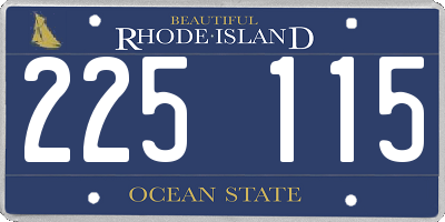RI license plate 225115
