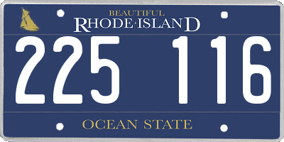 RI license plate 225116