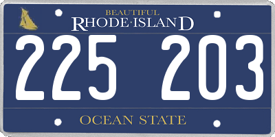 RI license plate 225203