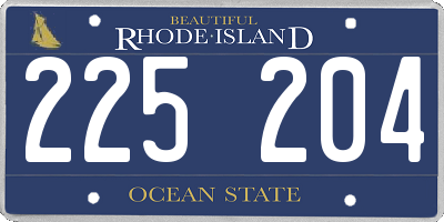 RI license plate 225204
