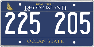 RI license plate 225205