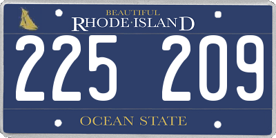 RI license plate 225209