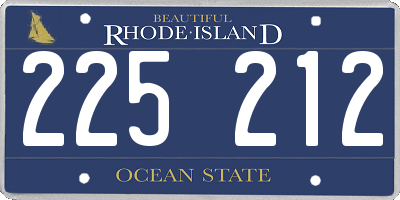 RI license plate 225212