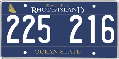 RI license plate 225216