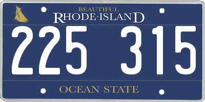 RI license plate 225315