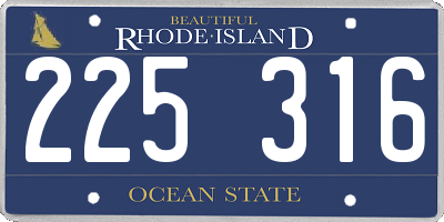 RI license plate 225316