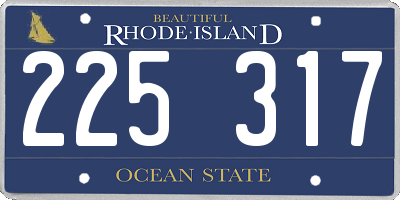 RI license plate 225317