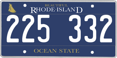 RI license plate 225332
