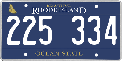 RI license plate 225334