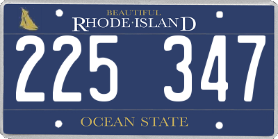 RI license plate 225347