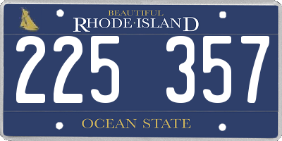 RI license plate 225357