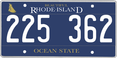 RI license plate 225362