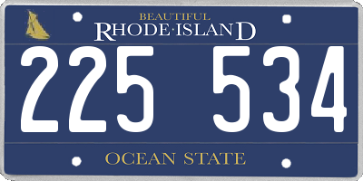 RI license plate 225534